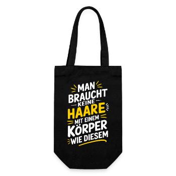 Haarausfall Glatze Frisur , Lustiges Glatzenträger - Geschenkbeutel für Flaschen - Schwarz - Vorne