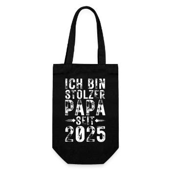 Stolzer Papa seit 2025 Geschenk werdende Väter - Geschenkbeutel für Flaschen - Schwarz - Vorne