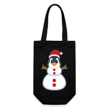 Penguin Christmas Snowman - Gift Bag for Bottles - black - Front