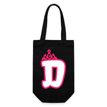 Monogrammierte Kleinkind Mädchen Krone - Geschenkbeutel für Flaschen - Schwarz - Vorne