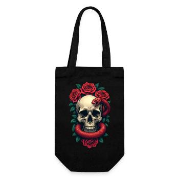 Skull Roses and Snake - Gift Bag for Bottles - black - Front