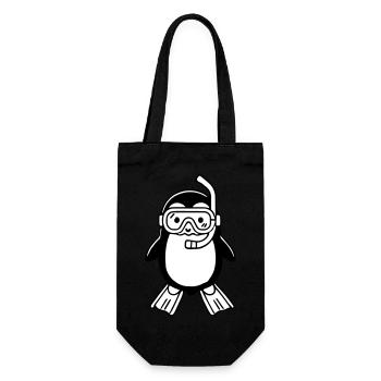 Niedlicher Schnorchelpinguin - Digitale Kunst Illustration - Geschenkbeutel für Flaschen - Schwarz - Vorne