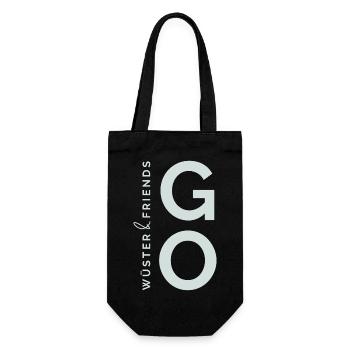 Wüster&Friends GO Logo Hellgrün - Geschenkbeutel für Flaschen - Schwarz - Vorne