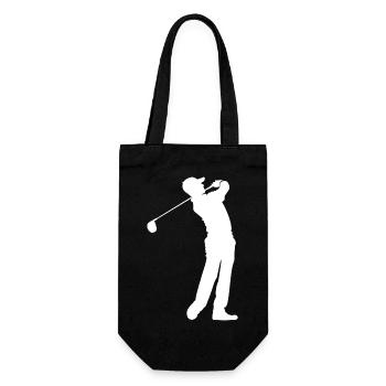 Golfer - Geschenkbeutel für Flaschen - Schwarz - Vorne