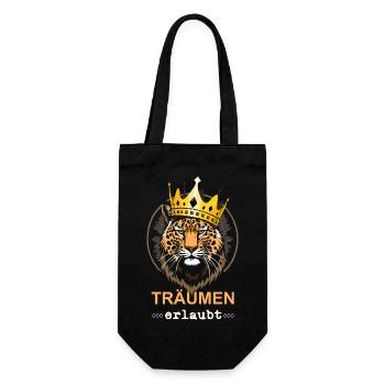 03 Tiger Traumen erlaubt - Geschenkbeutel für Flaschen - Schwarz - Vorne