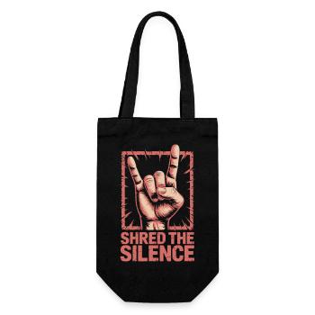 Shred the Silence – Rock Hand Heavy Metal Zeichen - Geschenkbeutel für Flaschen - Schwarz - Vorne
