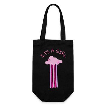 It's a Girl - Pink Cloud with Glitter for Party - Gift Bag for Bottles - black - Front