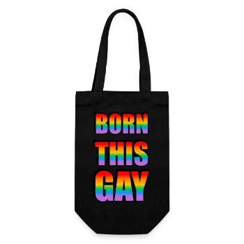 Né ce texte arc-en-ciel gay LGBT Pride - Sac à bouteille - noir - Devant
