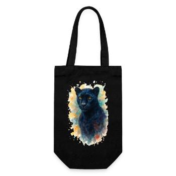 panther aquarell - Geschenkbeutel für Flaschen - Schwarz - Vorne
