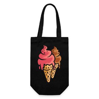 Deux glaces dessin animé - Sac à bouteille - noir - Devant