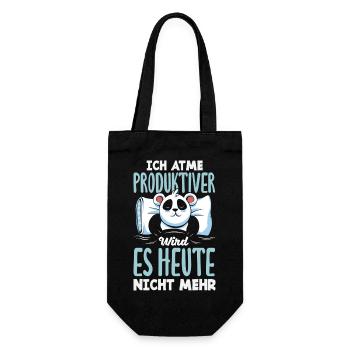 Ich atme – produktiver wird es heute nicht - Geschenkbeutel für Flaschen - Schwarz - Vorne