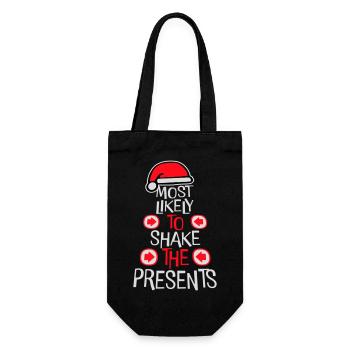 Most Likely to Shake the Presents Christmas Fun - Gift Bag for Bottles - black - Front