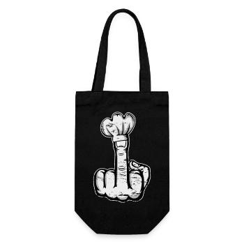 Mittelfinger Stinkefinger Kochmütze Design - Geschenkbeutel für Flaschen - Schwarz - Vorne