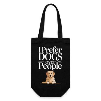 Ich bevorzuge Hunde gegenüber Menschen - Geschenkbeutel für Flaschen - Schwarz - Vorne