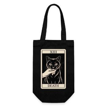 Carte de tarot vintage Chat noir - Sac à bouteille - noir - Devant