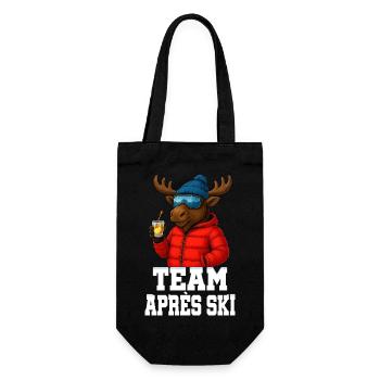 Team Apres Ski - Elch mit Schnaps - Party Crew - Geschenkbeutel für Flaschen - Schwarz - Vorne