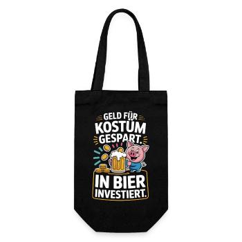 Karneval Geld Für Kostüm Gespart Bier Saufen Party - Geschenkbeutel für Flaschen - Schwarz - Vorne