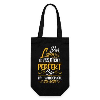 Das leben muss nicht perfekt sein um wundervoll - Geschenkbeutel für Flaschen - Schwarz - Vorne