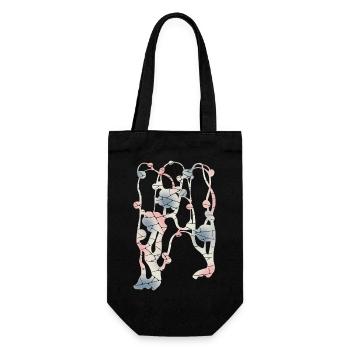 Pflaumenblüten-Mosaikmuster – Pflanze | Pastell- - Geschenkbeutel für Flaschen - Schwarz - Vorne