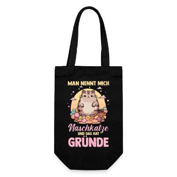 Süschigkeiten Naschkatze Süßes Mädchen - Geschenkbeutel für Flaschen - Schwarz - Vorne