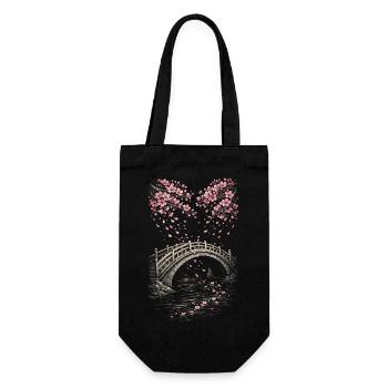 Cherry Blossom Sakura Cherry Blossom - Gift Bag for Bottles - black - Front