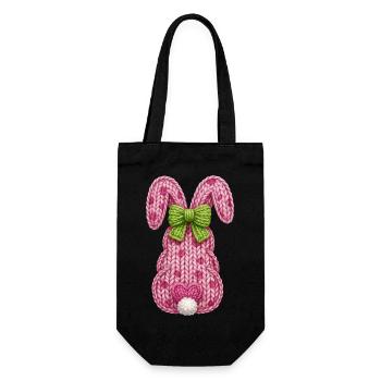 Pâques : Lapin de Pâques par derrière avec un faux nœud - Sac à bouteille - noir - Devant