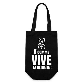 V Comme Vive la Retraite (texte blanc) - Sac à bouteille - noir - Devant
