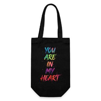 You Are In My Heart Color Text Painting Print - Gift Bag for Bottles - black - Front