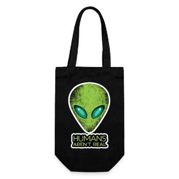 Alien Face Humans Aren't Real - Gift Bag for Bottles - black - Front