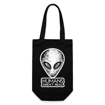 Alien Kopf Humans Aren't Real Verschwörungstheorie - Geschenkbeutel für Flaschen - Schwarz - Vorne