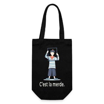 French Humor C’est La Merde Design - Geschenkbeutel für Flaschen - Schwarz - Vorne