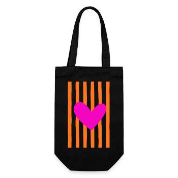Pink Heart orange Stripes | Statement Design - Geschenkbeutel für Flaschen - Schwarz - Vorne