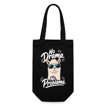 No Drama No Problama Lama Lustiger Spruch - Geschenkbeutel für Flaschen - Schwarz - Vorne