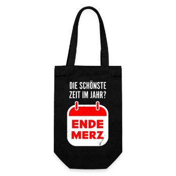 merz politik jahr spruch anti-cdu humor - Geschenkbeutel für Flaschen - Schwarz - Vorne