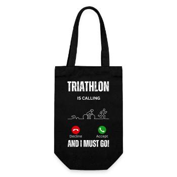 Triathlon ruft und ich muss Ausdauer machen - Geschenkbeutel für Flaschen - Schwarz - Vorne