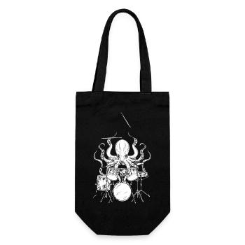 Oktopus Schlagzeuger Drummer Schlagzeug Percussion - Geschenkbeutel für Flaschen - Schwarz - Vorne
