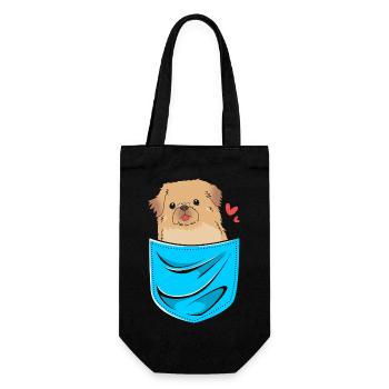 Pekinese - Geschenkbeutel für Flaschen - Schwarz - Vorne