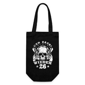 Dart Totenkopf - Und Zack Wieder 26 - Geschenk - Geschenkbeutel für Flaschen - Schwarz - Vorne