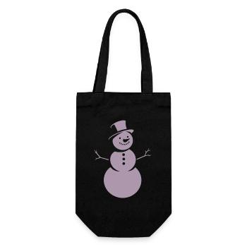 Minimalistische Silhouette eines Schneemanns - Geschenkbeutel für Flaschen - Schwarz - Vorne