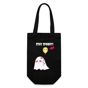 Stay Spooky - Ghost with Balloon - Gift Bag for Bottles - black - Front