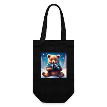 Photographer Bear in the snow (AI) - Gift Bag for Bottles - black - Front