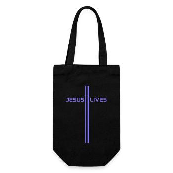 Jesus-Lives, Jesus-Lebt, christliche Motivation - Geschenkbeutel für Flaschen - Schwarz - Vorne