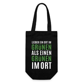 Lieber ein Ort im Grünen - Grüne nein Danke! - Geschenkbeutel für Flaschen - Schwarz - Vorne