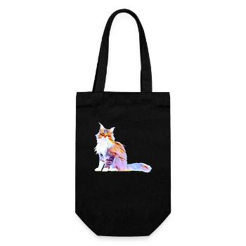Kunstdruck Katze stolz Maine Coon stylisch episch - Geschenkbeutel für Flaschen - Schwarz - Vorne
