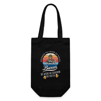 Pêcheur bière apéro humour cadeau pour homme - Sac à bouteille - noir - Devant