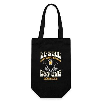 Humour pêcheur bière apéro idée cadeau pour homme - Sac à bouteille - noir - Devant