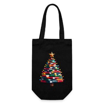 Livres Arbre de Noël avec étoile et lumière - Sac à bouteille - noir - Devant