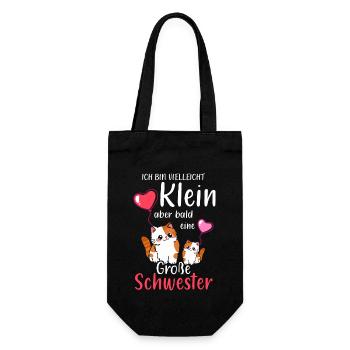 Ich Bin Klein Aber Bald Eine Große Schwester - Geschenkbeutel für Flaschen - Schwarz - Vorne