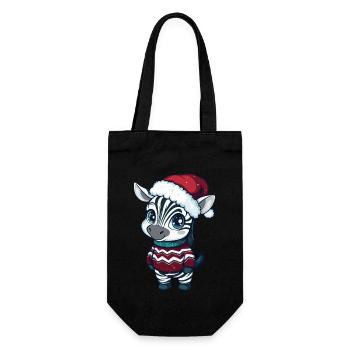 Zebra Weihnachten - Geschenkbeutel für Flaschen - Schwarz - Vorne