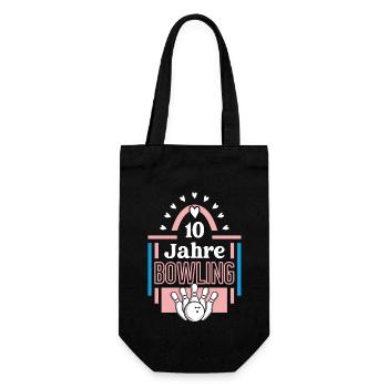 Bowling Jubiläum 10 Jahre Spielerin Bowlerin - Geschenkbeutel für Flaschen - Schwarz - Vorne